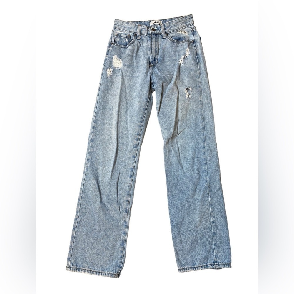 Just Black Denim Womens Bobbi Distressed Straight Size 24 High Rise Light Wash - Picture 4 of 7